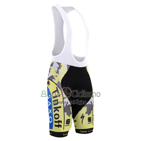 Tinkoff Saxo Bank Ropa Ciclismo Culotte Corto 2015 Mangas Cortas Negro y AMarillo